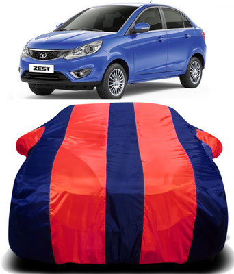 S Shine Max Car Cover For Tata Zest (With Mirror Pockets)(Red, Blue)