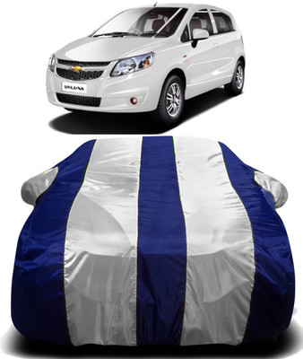 V VINTON Car Cover For Chevrolet Sail UVA (With Mirror Pockets)(White, Blue)