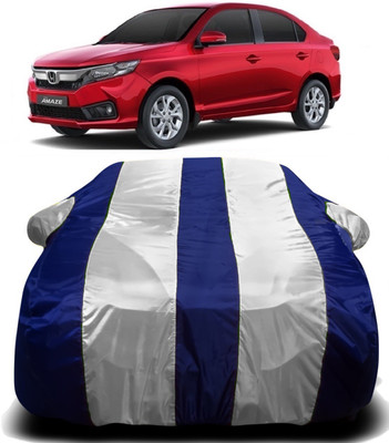 Swarish Car Cover For Honda Amaze (With Mirror Pockets)(White, Blue)