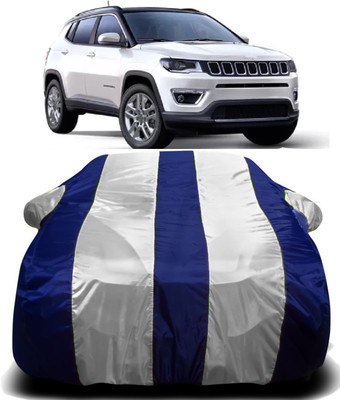 PVSTAR Car Cover For Jeep Compass (With Mirror Pockets)(White, Blue)