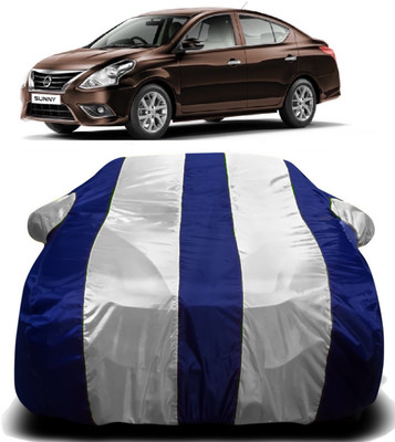 XOCAVO Car Cover For Nissan Sunny (With Mirror Pockets)(White, Blue)