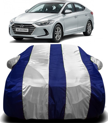 S Shine Max Car Cover For Hyundai Elantra (With Mirror Pockets)(White, Blue)