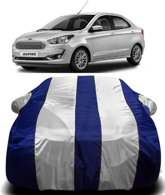 Swarish Car Cover For Ford Figo Aspire (With Mirror Pockets)(White, Blue)