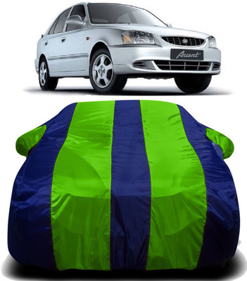 V VINTON Car Cover For Hyundai Accent (With Mirror Pockets)(Green, Blue)