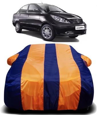 V VINTON Car Cover For Tata Manza (With Mirror Pockets)(Orange, Blue)