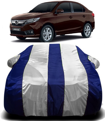Swarish Car Cover For Honda Amaze (With Mirror Pockets)(White, Blue)