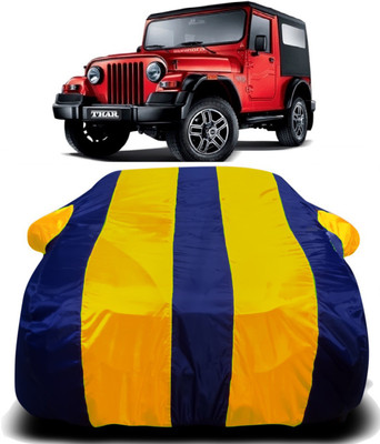V VINTON Car Cover For Mahindra Thar (With Mirror Pockets)(Yellow, Blue)