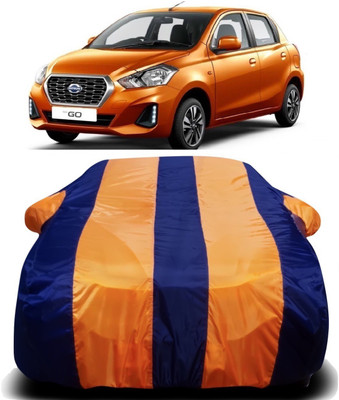 V VINTON Car Cover For Datsun Go (With Mirror Pockets)(Orange, Blue)