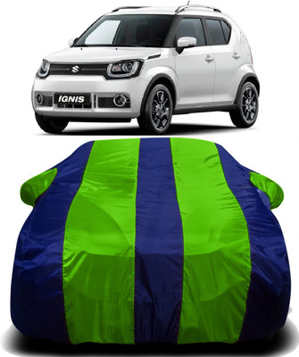 R Rayvin Star Car Cover For Maruti Suzuki Ignis (With Mirror Pockets)(Green, Blue)