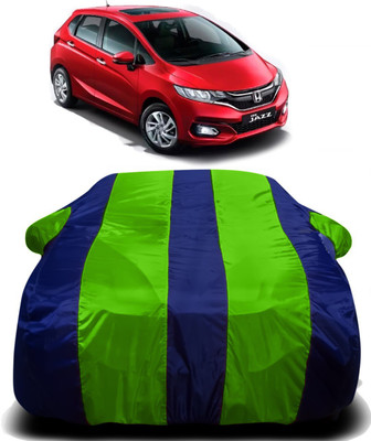 R Rayvin Star Car Cover For Honda Jazz Facelift (With Mirror Pockets)(Green, Blue)