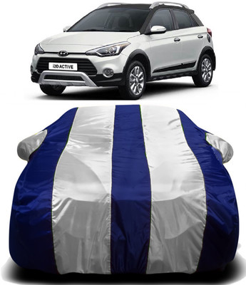 Swarish Car Cover For Hyundai i20 Active (With Mirror Pockets)(White, Blue)