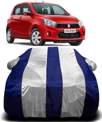 S Shine Max Car Cover For Maruti Suzuki Celerio (With Mirror Pockets)(White, Blue)