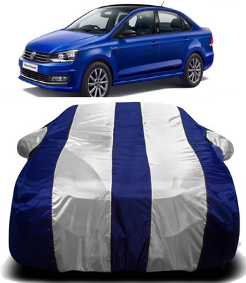 PVSTAR Car Cover For Volkswagen Vento (With Mirror Pockets)(White, Blue)