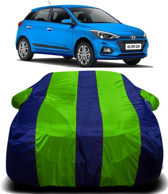 R Rayvin Star Car Cover For Hyundai Elite i20 2020 (With Mirror Pockets)(Green, Blue)