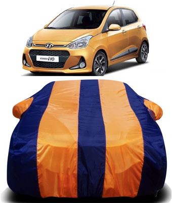 Swarish Car Cover For Hyundai Grand i10 (With Mirror Pockets)(Orange, Blue)