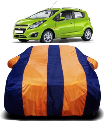 V VINTON Car Cover For Chevrolet Beat (With Mirror Pockets)(Orange, Blue)