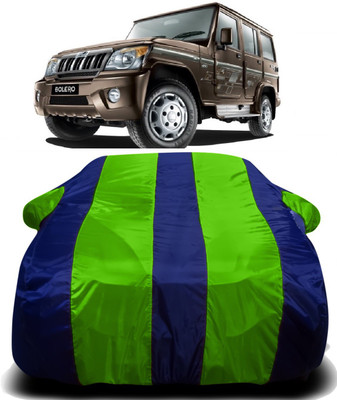 S Shine Max Car Cover For Mahindra Bolero (With Mirror Pockets)(Green, Blue)