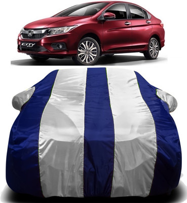 Swarish Car Cover For Honda City i-Dtec (With Mirror Pockets)(White, Blue)
