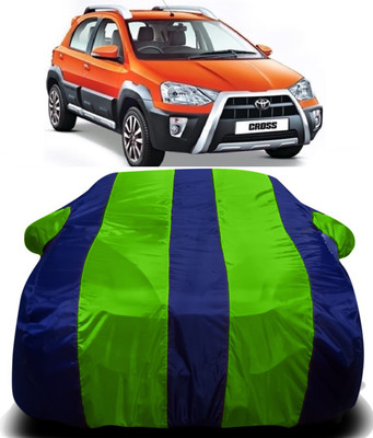 S Shine Max Car Cover For Toyota Etios Cross (With Mirror Pockets)(Green, Blue)