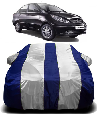 S Shine Max Car Cover For Tata Manza (With Mirror Pockets)(White, Blue)