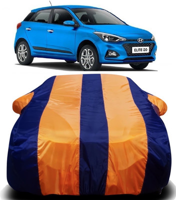 V VINTON Car Cover For Hyundai Elite i20 (With Mirror Pockets)(Orange, Blue)
