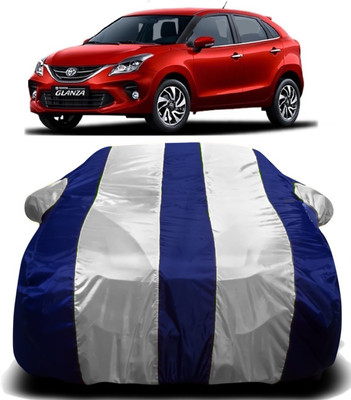 R Rayvin Star Car Cover For Toyota Glanza (With Mirror Pockets)(White, Blue)