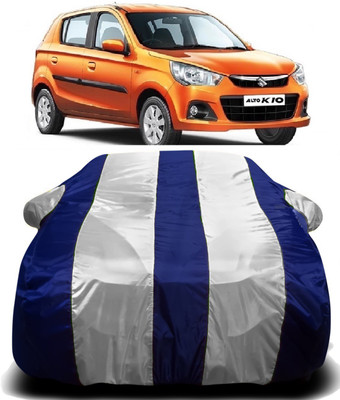 PVSTAR Car Cover For Maruti Suzuki Alto K10 (With Mirror Pockets)(White, Blue)