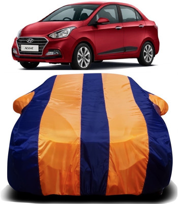 V VINTON Car Cover For Hyundai Xcent (With Mirror Pockets)(Orange, Blue)