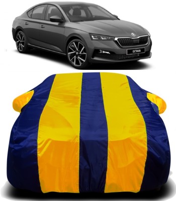 R Rayvin Star Car Cover For Skoda Octavia (With Mirror Pockets)(Yellow, Blue)