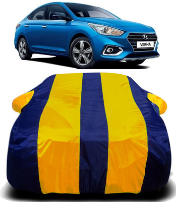V VINTON Car Cover For Hyundai Fluidic Verna (With Mirror Pockets)(Yellow, Blue)