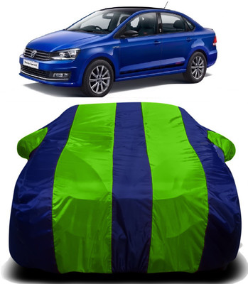 PVSTAR Car Cover For Volkswagen Vento (With Mirror Pockets)(Green, Blue)