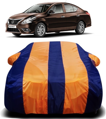 Swarish Car Cover For Nissan Sunny (With Mirror Pockets)(Orange, Blue)
