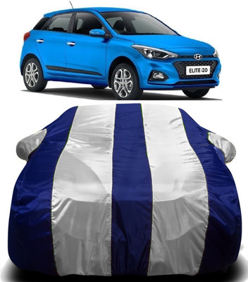 S Shine Max Car Cover For Hyundai Elite i20 (With Mirror Pockets)(White, Blue)