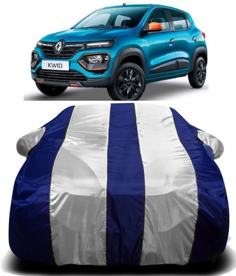S Shine Max Car Cover For Renault Kwid (With Mirror Pockets)(White, Blue)