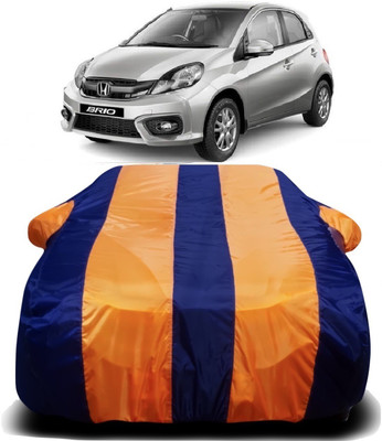 PVSTAR Car Cover For Honda Brio (With Mirror Pockets)(Orange, Blue)