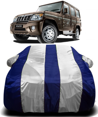 R Rayvin Star Car Cover For Mahindra Bolero Facelift (With Mirror Pockets)(White, Blue)