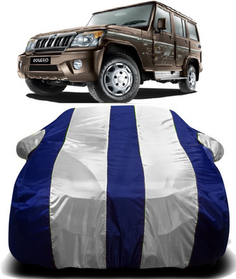 S Shine Max Car Cover For Mahindra Bolero (With Mirror Pockets)(White, Blue)