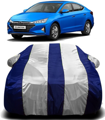 V VINTON Car Cover For Hyundai Elantra (With Mirror Pockets)(White, Blue)