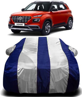 S Shine Max Car Cover For Hyundai Venue (With Mirror Pockets)(White, Blue)