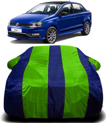 R Rayvin Star Car Cover For Volkswagen Ameo (With Mirror Pockets)(Green, Blue)