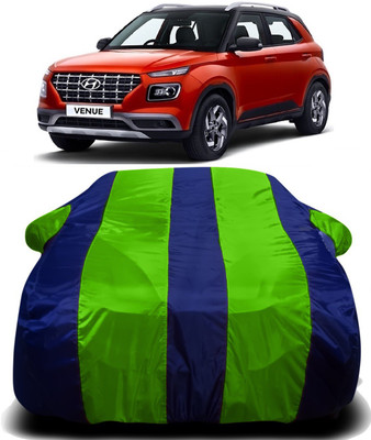 S Shine Max Car Cover For Hyundai Venue (With Mirror Pockets)(Green, Blue)