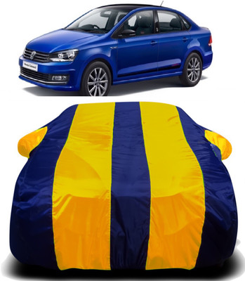 PVSTAR Car Cover For Volkswagen Vento (With Mirror Pockets)(Yellow, Blue)