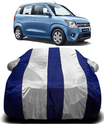 PVSTAR Car Cover For Maruti Suzuki WagonR (With Mirror Pockets)(White, Blue)