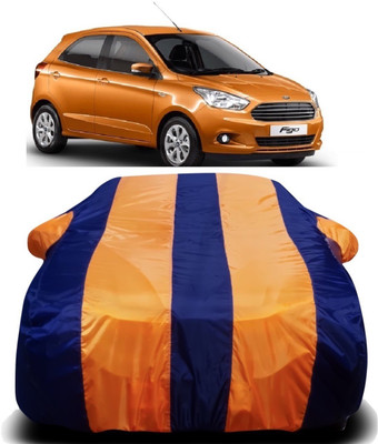 S Shine Max Car Cover For Ford Figo (With Mirror Pockets)(Orange, Blue)