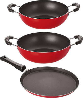 NIRLON FT12_KD13_KD14_________ Non-Stick Coated Cookware Set(PTFE (Non-stick), Aluminium, 3 - Piece)
