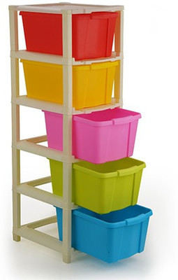 I AM SANSKARI 5 Compartments Plastic rack(Multicolor)
