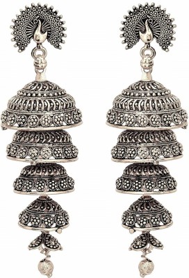 Aadiyatri German Silver Bridal jhumka Earrings for Women & Girls Brass Jhumki Earring