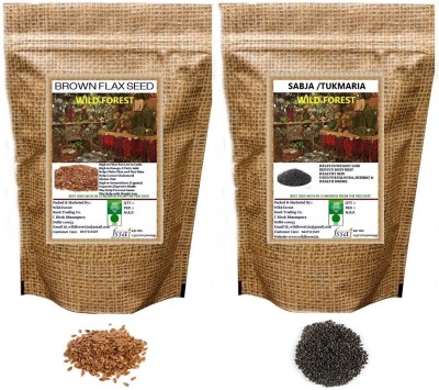 WILD FOREST BROWN FLAX & SABJA SEEDS (100 GM EACH ) Brown Flax Seeds, Basil Seeds(200 g, Pack of 2)