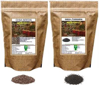WILD FOREST CHIA & SABJA SEEDS ( 50 GM EACH ) Chia Seeds, Basil Seeds(2 x 50 g)
