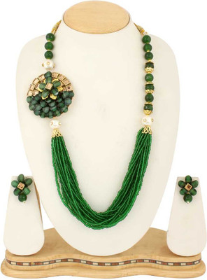 AHOORA Alloy Gold-plated Green Jewellery Set(Pack of 1)